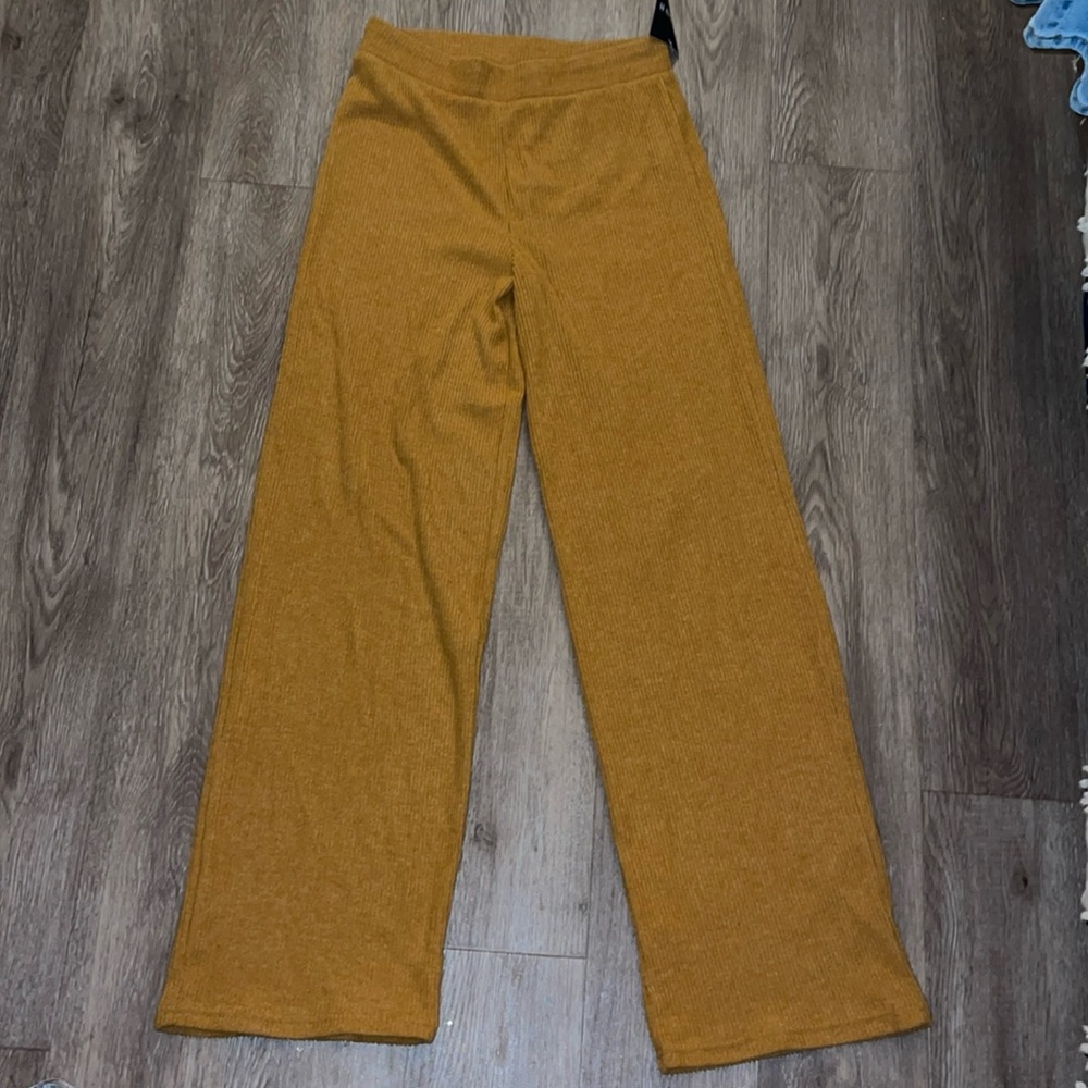 Brushed cotton wide leg pant